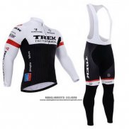 2015 Abbigliamento Ciclismo Trek Factory Racing Factory Racing Bianco e Nero Manica Lunga e Salopette