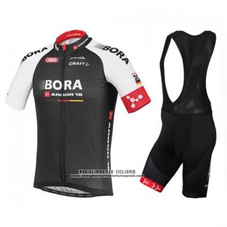 2016 Abbigliamento Ciclismo Bora Nero e Rosso Manica Corta e Salopette