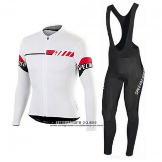 2016 Abbigliamento Ciclismo Specialized Bianco Manica Lunga e Salopette