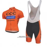 2017 Abbigliamento Ciclismo CCC Nero e Arancione Manica Corta e Salopette