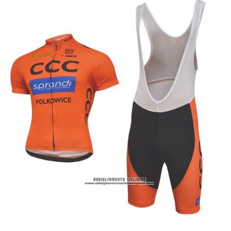 2017 Abbigliamento Ciclismo CCC Nero e Arancione Manica Corta e Salopette