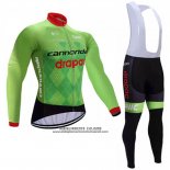 2017 Abbigliamento Ciclismo Cannondale Drapac Verde Manica Lunga e Salopette