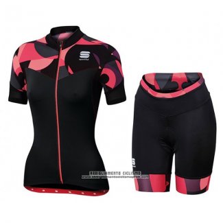 2017 Abbigliamento Ciclismo Donne Sportful Primavera Nero e Rosso Manica Corta e Salopette