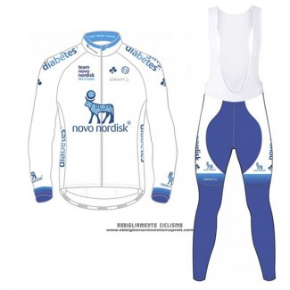 2017 Abbigliamento Ciclismo Novo Nordisk Bianco Manica Lunga e Salopette