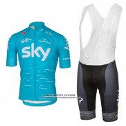 2017 Abbigliamento Ciclismo Sky Celeste Manica Corta e Salopette