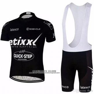 2018 Abbigliamento Ciclismo Etixx Quick Step Nero Manica Corta e Salopette