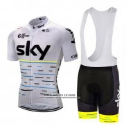 2018 Abbigliamento Ciclismo Sky Bianco e Giallo Manica Corta e Salopette