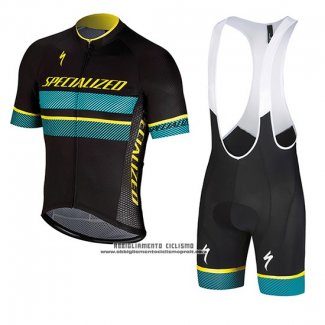 2018 Abbigliamento Ciclismo Specialized Nero Blu Giallo Manica Corta e Salopette