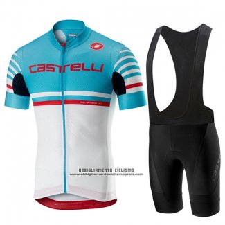 2019 Abbigliamento Ciclismo Castelli Free AR 4.1 Celeste Bianco Manica Corta e Salopette