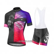 2019 Abbigliamento Ciclismo Donne Liv Viola Rosso Nero Manica Corta e Salopette