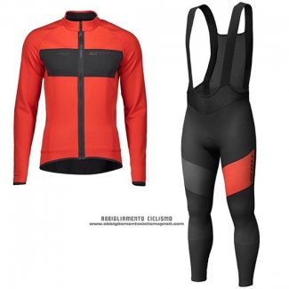 2019 Abbigliamento Ciclismo Scott RC FF Rosso Nero Manica Lunga e Salopette