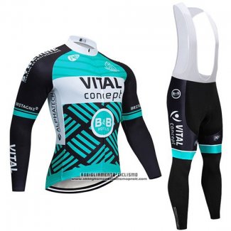 2019 Abbigliamento Ciclismo Vital Concept Blu Bianco Nero Manica Lunga e Salopette