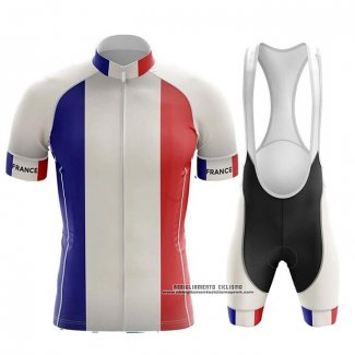 2020 Abbigliamento Ciclismo Campione Francia Blu Bianco Rosso Manica Corta e Salopette(3)