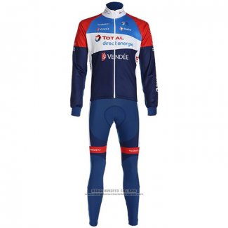 2020 Abbigliamento Ciclismo Direct Energie Scuro Blu Rosso Manica Lunga e Salopette