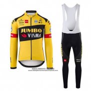 2020 Abbigliamento Ciclismo Jumbo Visma Giallo Nero Manica Lunga e Salopette