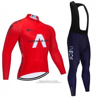 2021 Abbigliamento Ciclismo Ineos Grenadiers Rosso Manica Lunga e Salopette