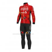 2022 Abbigliamento Ciclismo Bahrain Victorious Rosso Manica Lunga e Salopette