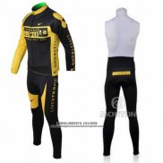 2009 Abbigliamento Ciclismo Livestrong Giallo e Nero Manica Lunga e Salopette