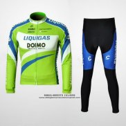 2010 Abbigliamento Ciclismo Liquigas Doimo Blu e Verde Manica Lunga e Salopette