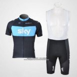 2011 Abbigliamento Ciclismo Sky Nero e Celeste Manica Corta e Salopette