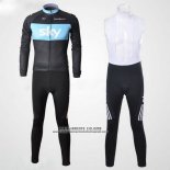 2011 Abbigliamento Ciclismo Sky Nero e Celeste Manica Lunga e Salopette