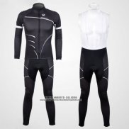 2012 Abbigliamento Ciclismo Pinarello Nero e Bianco Manica Lunga e Salopette