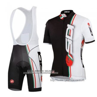 2014 Abbigliamento Ciclismo Castelli SIDI Bianco e Nero Manica Corta e Salopette