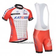 2014 Abbigliamento Ciclismo Katusha Bianco e Rosso Manica Corta e Salopette