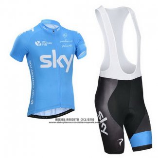 2014 Abbigliamento Ciclismo Sky Celeste e Bianco Manica Corta e Salopette