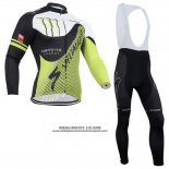 2014 Abbigliamento Ciclismo Specialized Nero e Verde Manica Lunga e Salopette