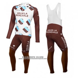 2015 Abbigliamento Ciclismo Ag2rla Marrone Manica Lunga e Salopette