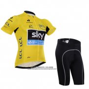 2015 Abbigliamento Ciclismo Sky Lider Giallo Manica Corta e Salopette