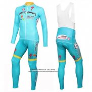 2016 Abbigliamento Ciclismo Astana Azzurro e Giallo Manica Lunga e Salopette