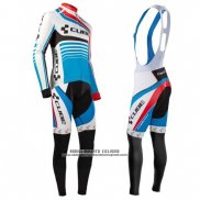 2016 Abbigliamento Ciclismo Cube Blu e Bianco Manica Lunga e Salopette