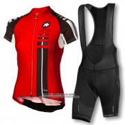 2016 Abbigliamento Ciclismo Donne Assos Nero e Rosso Manica Corta e Salopette