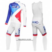 2016 Abbigliamento Ciclismo FDJ Bianco e Blu Manica Lunga e Salopette