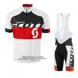 2016 Abbigliamento Ciclismo Scott Bianco Rosso Manica Corta e Salopette