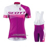 2016 Abbigliamento Ciclismo Scott Rosso Bianco Manica Corta e Salopette