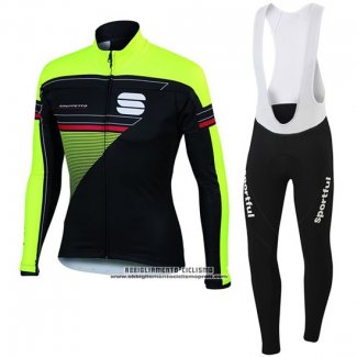 2016 Abbigliamento Ciclismo Sportful Verde e Nero Manica Lunga e Salopette