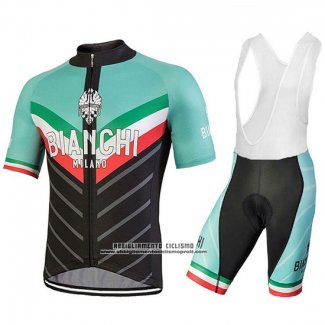 2018 Abbigliamento Ciclismo Bianchi Tiera Chiaro Verde e Nero Manica Corta e Salopette