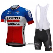 2018 Abbigliamento Ciclismo Lotto Soudal Blu e Rosso Manica Corta e Salopette