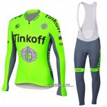 2018 Abbigliamento Ciclismo Tinkoff Verde Manica Lunga e Salopette
