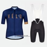 2018 Abbigliamento Ciclismo Velo Blu Arancione Manica Corta e Salopette