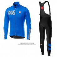 2019 Abbigliamento Ciclismo Castelli Raddoppia 2 Blu Argentato Manica Lunga e Salopette