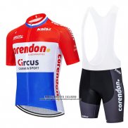 2019 Abbigliamento Ciclismo Corendon Circus Rosso Bianco Blu Manica Corta e Salopette