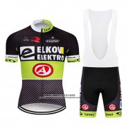 2019 Abbigliamento Ciclismo Elkov Elektro Nero Verde Manica Corta e Salopette