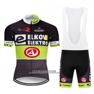 2019 Abbigliamento Ciclismo Elkov Elektro Nero Verde Manica Corta e Salopette