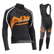 2019 Abbigliamento Ciclismo Northwave Arancione Nero Manica Lunga e Salopette