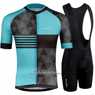 2019 Abbigliamento Ciclismo Runchita Celeste Grigio Manica Corta e Salopette