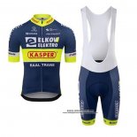 2020 Abbigliamento Ciclismo Elkov-Kasper Blu Giallo Manica Corta e Salopette